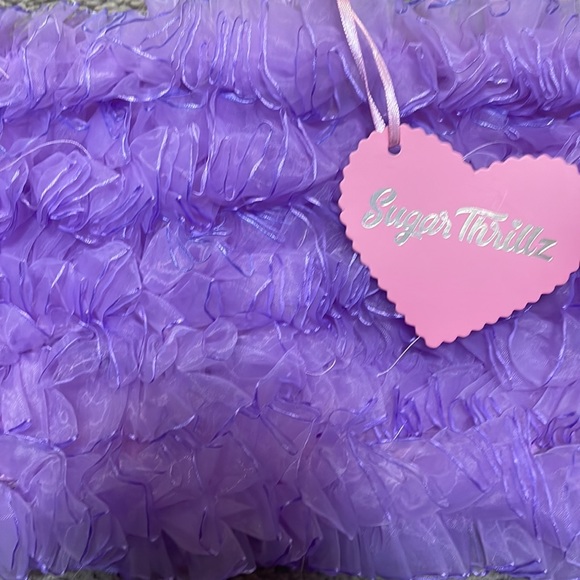 3/$30 Frilly purple bandeau crop top NWT - Picture 2 of 3